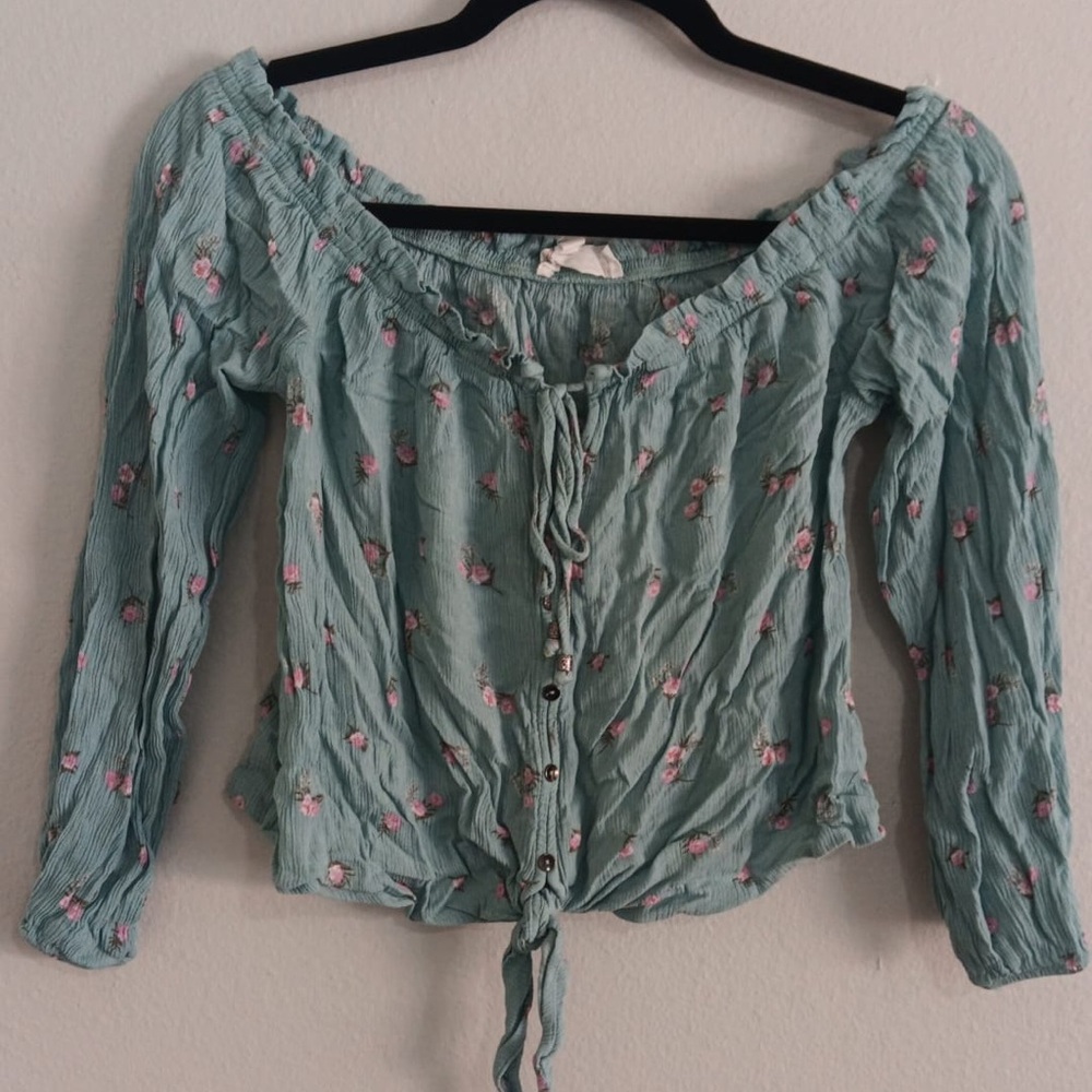 Floral Button-Up Women Top - Green